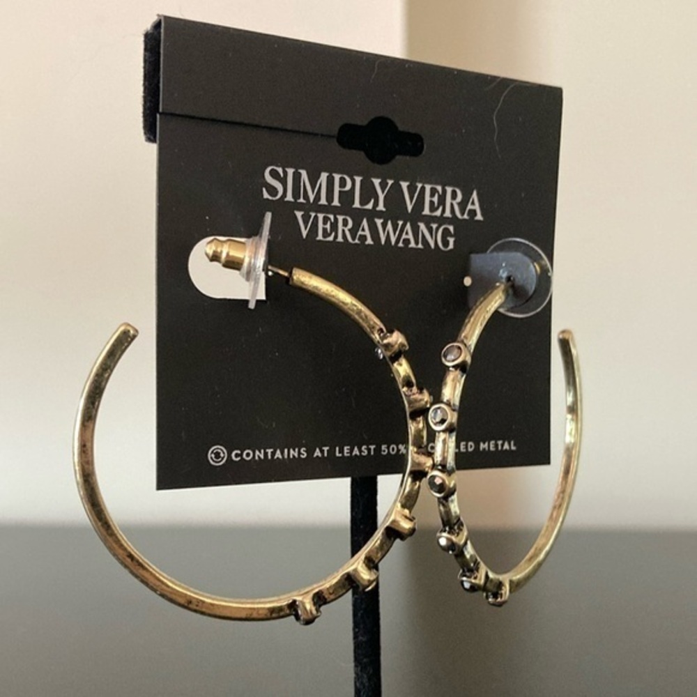 Simply Vera Vera Wang Textured Gold and Black Hoop Earrings